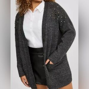 Torrid Charcoal Embellished Cardigan New With Tags